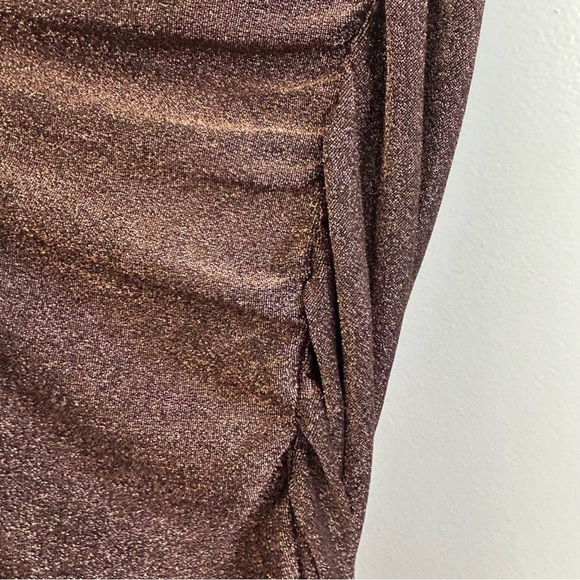 NWT Bishop & Young Rose Gold Metallic One Sleeve Bodycon Dress Size M - Picture 7 of 10
